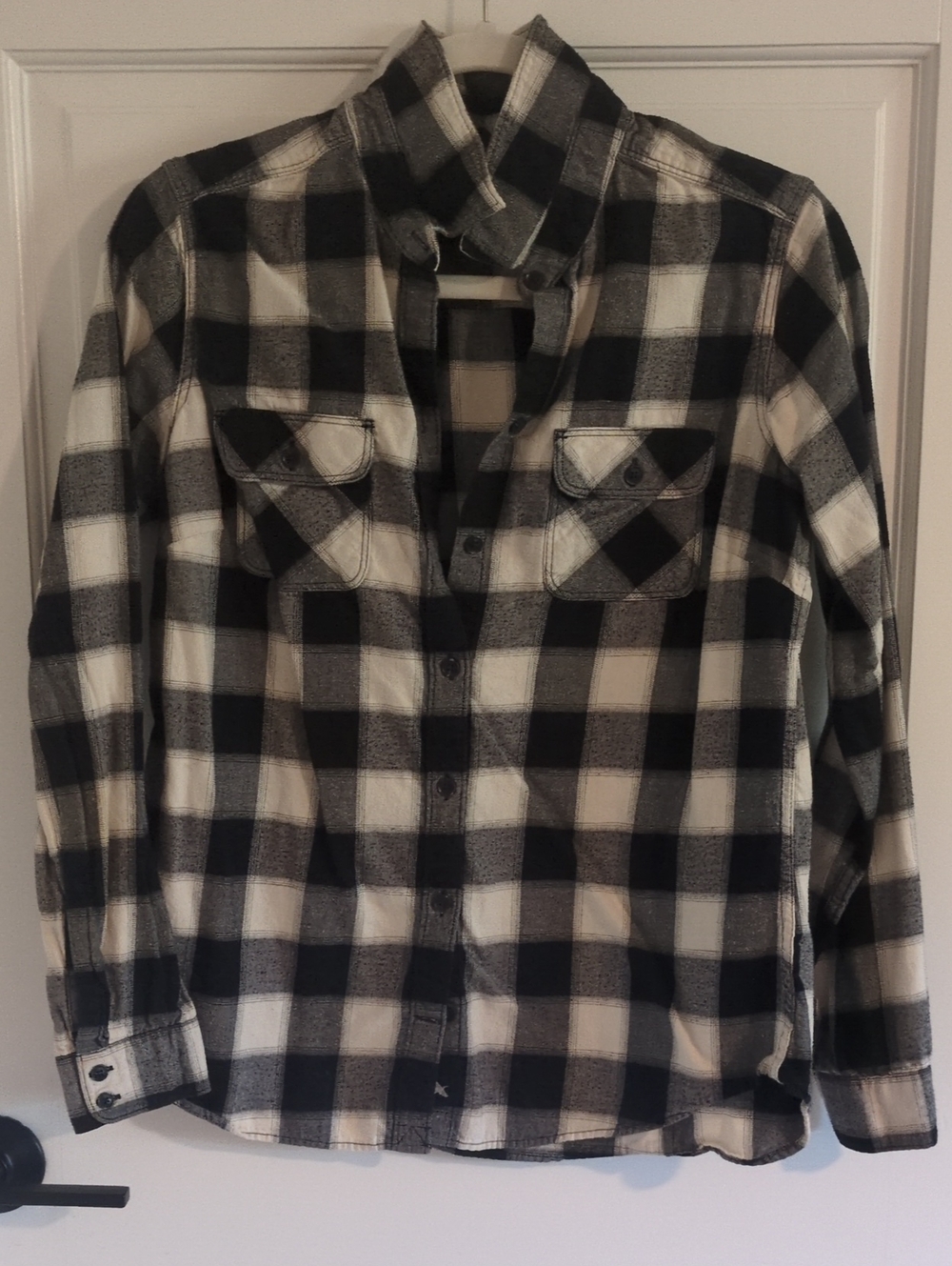 Eddie Bauer Black and White Buffalo Plaid Button-Down Shirt